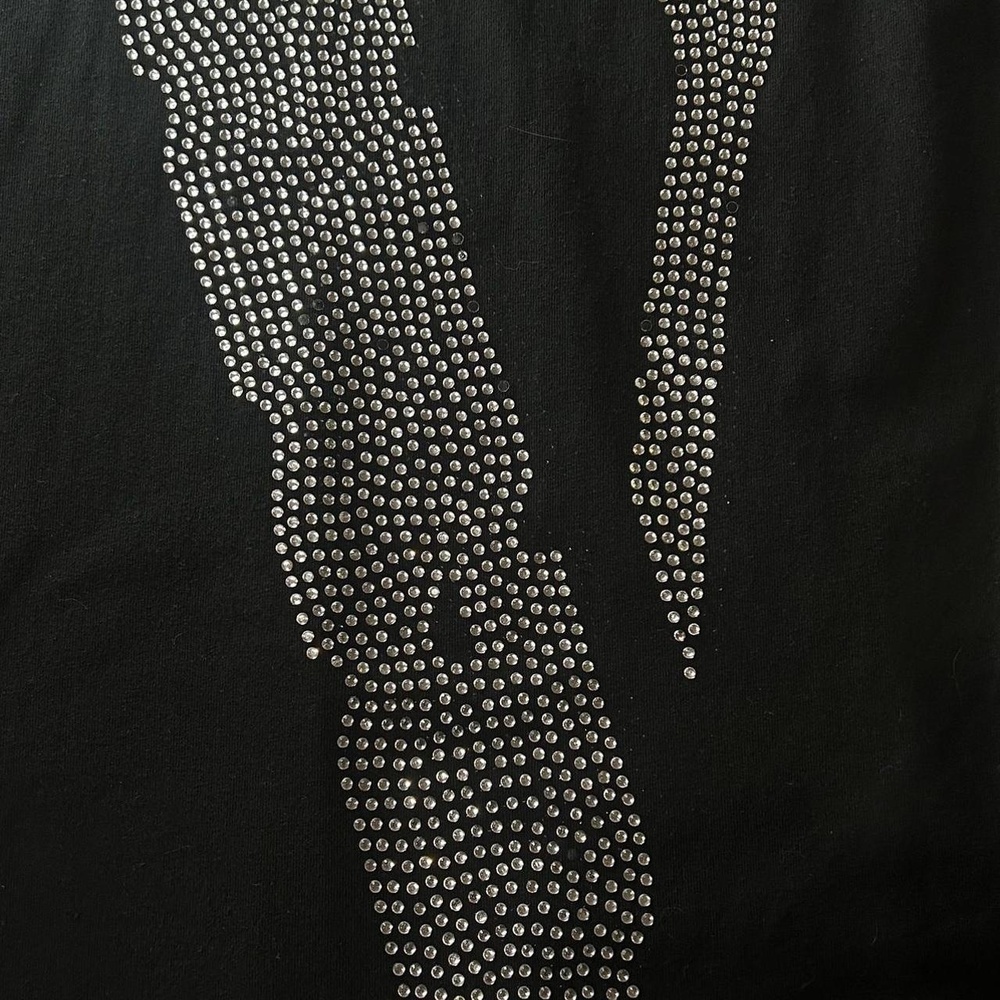 VLONE Shirt Mens Size S Black Rhinestone Embellished Streetwear Edgy Sparkly